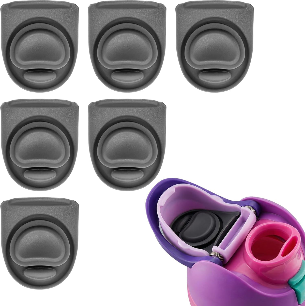 Owala 6 Pack Rubber Seal Replacement Stoppers - Compatible with 16/19/24/32/40 oz Bottles | Gray Silicone Plug Accessories