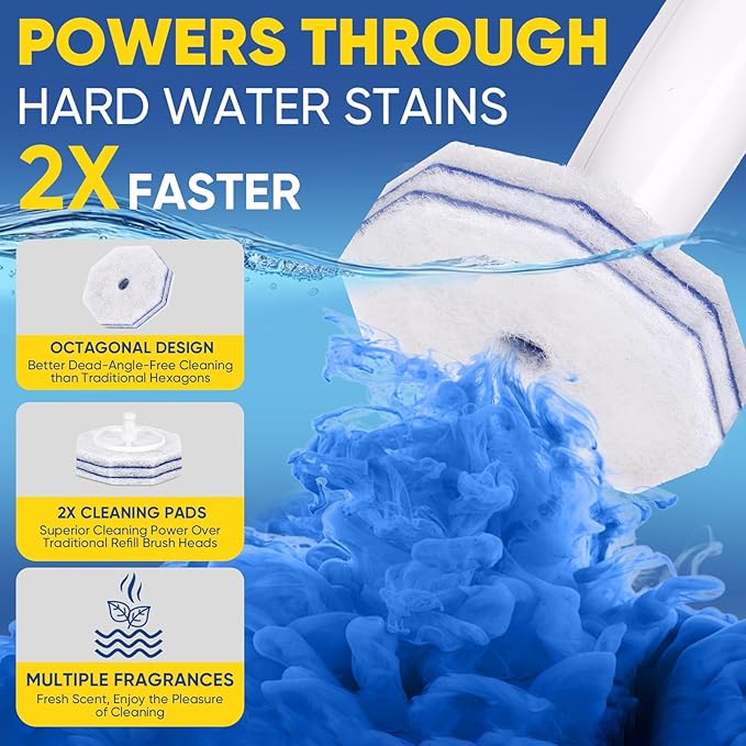 30Ct Aromative Toilet Brush Refills, Toilet Bowl Cleaner Refills, Double-Layer Cleaning Pads Added, Compatible with Most Toilet Brushes???Blue Ocean???Patented???