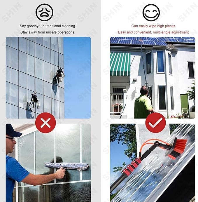 Water Fed Telescopic Brush,Photovoltaic Panel Cleaning,Water/Hose Fed Pole Window Clean,Extendable Cleaner Conservatory Roof Cleaning Tools,7.2m/24FT