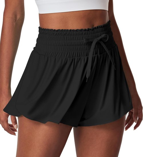 IUGA High Waisted Athletic Shorts - Flowy Butterfly Design with Pockets for Women | Perfect for Running & Tennis