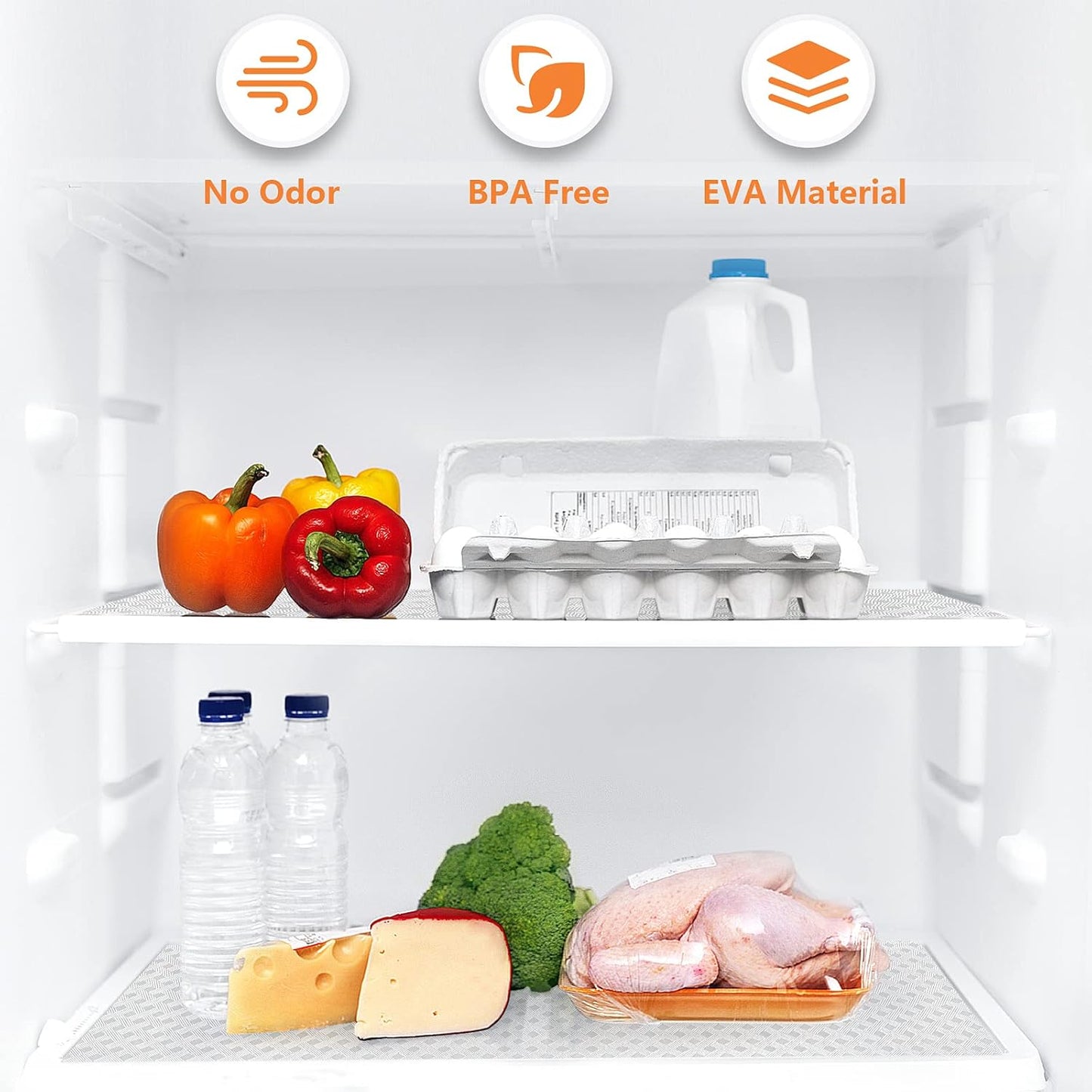 Shelf Liners for Kitchen Cabinets, Waterproof Kitchen Cupboard Liner, Refrigerator Liners and Durable Plastic Drawer Mats EVA Non Adhesive Shelves, Fridge - Clear 11.8 x 118 Inches