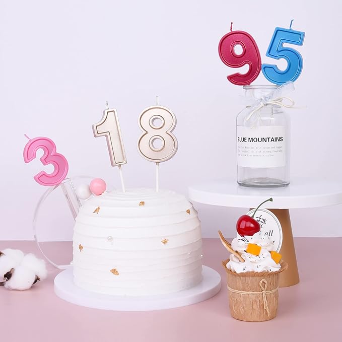 PHD CAKE 2.76 Inch Luxe Pink 4 Number Birthday Candles, Pink Number Candles, Cake Number Candles, Party Celebration