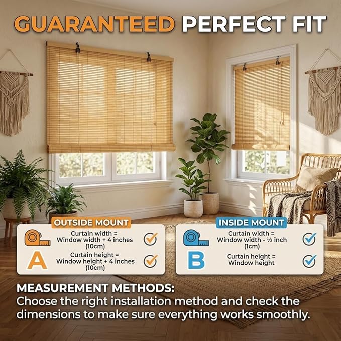 Bamboo Blinds for Interior Windows, Custom Bamboo Shades for Indoor Windows