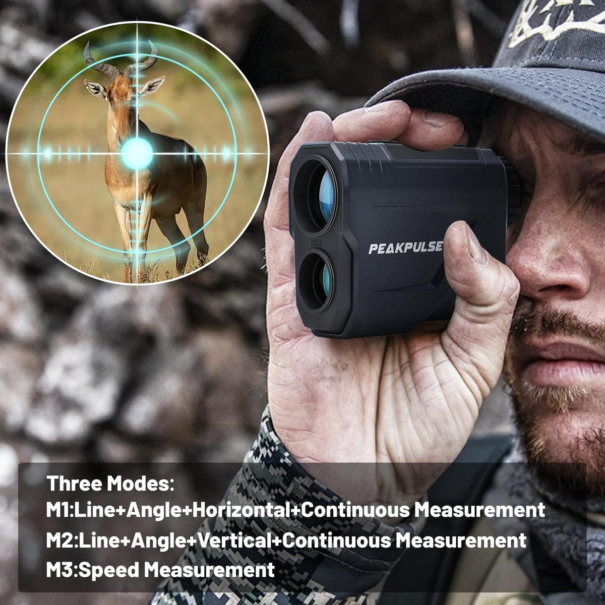 PEAKPULSE Hunting Range Finder - 1700 Yards Rangefinder with 7X Magnification & Angle Compensation