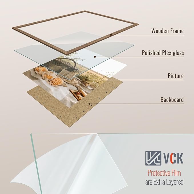 VCK 18x24 Poster Frame Set of 4 - Walnut, Gallery-Quality Wood Picture Frames, 1.1-Inch Wide Border, Polished Plexiglass, Vertical or Horizontal Wall Display for Photo/Art/Prints, Walnut
