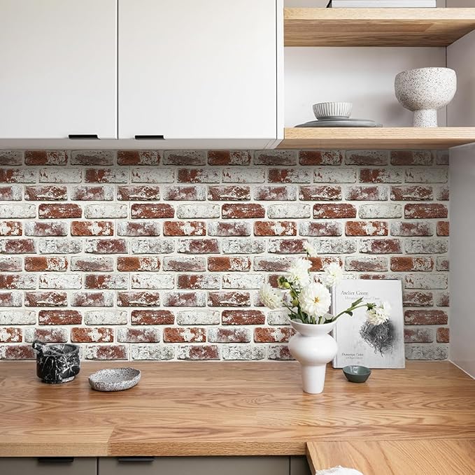COMSTICKC 3D Faux Brick Wall Panels Peel and Stick, Small Size Self Adhesive