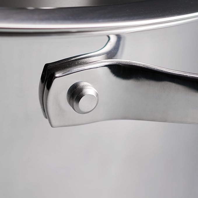 Tramontina Tempo Tri-Ply Base Stainless Steel 8-Quart Stock Pot with Glass Lid, Induction-Ready Pasta Pot, Oven-Safe, Dishwasher-Safe