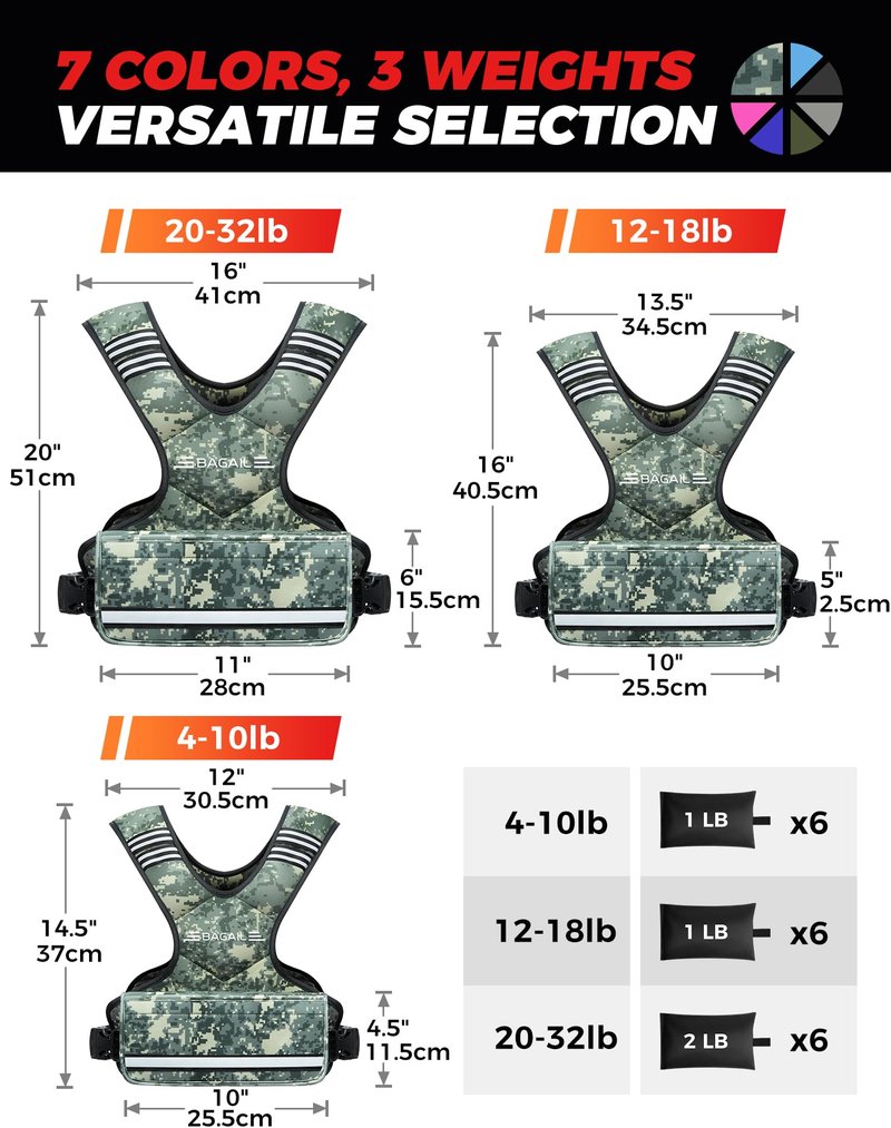 BAGAIL Adjustable Weighted Vest for Women 4-10lb, Comfortable U-Neck Rucking Vest with 6 Removable Weights, Storage Pocket and Reflective Strips for Walking, Jogging, Weight Loss & Home Workouts