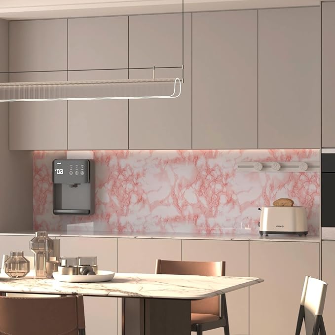 BAYYA Marble Paper Granite Pink/White Roll Peel and Stick Wallpaper