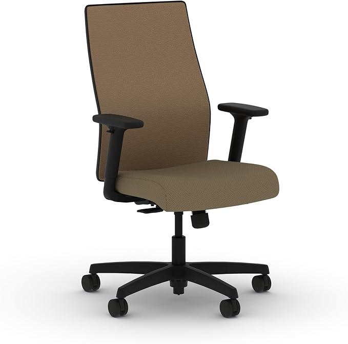 HON Ignition 2.0 Mid Back Task Chair, Spectrum Mesh, Standard Synchro-Tilt Control, Office Chair with Lumbar Support, Height and Width Adjustable Arms, Black Frame, Quicksand