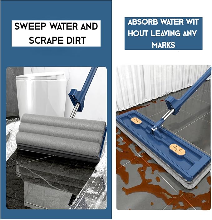 2025 New Large Flat Mop and Bucket Set, 360 Rotation Flat Mop with Self-Wringing Bucket, Includes 7 Reusable Microfiber Pads for Tile, Hardwood, Laminate Floors Wet and Dry (White)