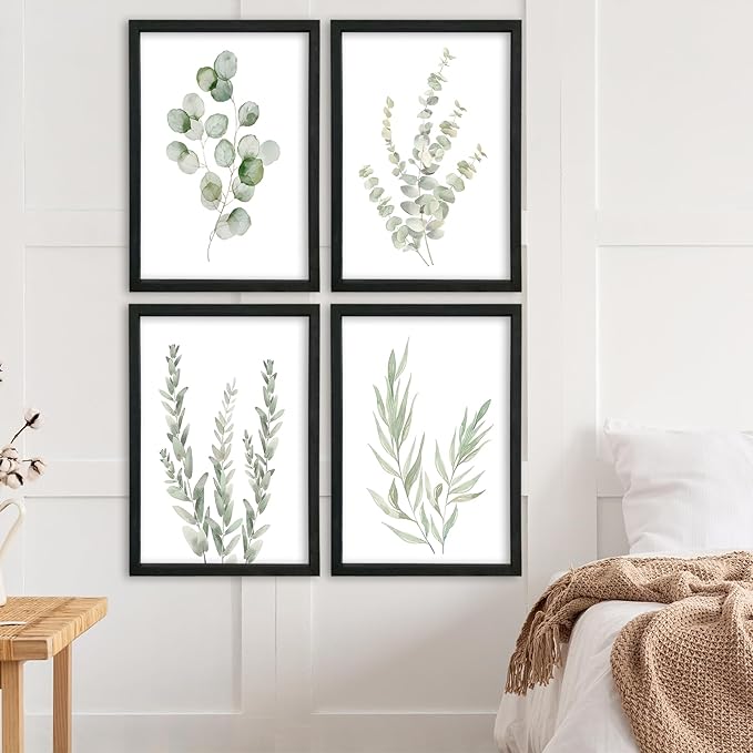 YWJKWLGS Botanical Watercolor Prints Sign Sage Green Eucalyptus Wall Decor