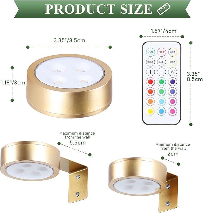 2-Pack Picture Light Battery Operated Painting Lights, 13 Color RGB Magnetic