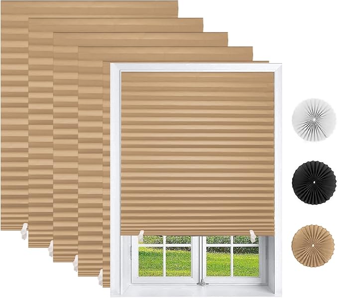 Changshade 6 Pack Temporary Shades, Pleated Paper Blinds