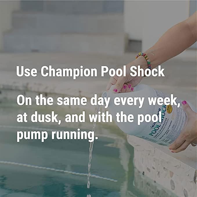 CPDI Champion 4-Pack Pool Shock, 12.5 Liquid Chlorinator for Swimming Pools, 1 Gallon Each - Fast-Acting Sodium Hypochlorite Sanitizer, Ready to Use, Non-Staining, Non-Scaling, Commercial Grade
