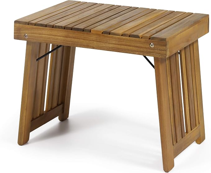Christopher Knight Home Hilton Outdoor Acacia Wood Folding Side Table, Teak Finish