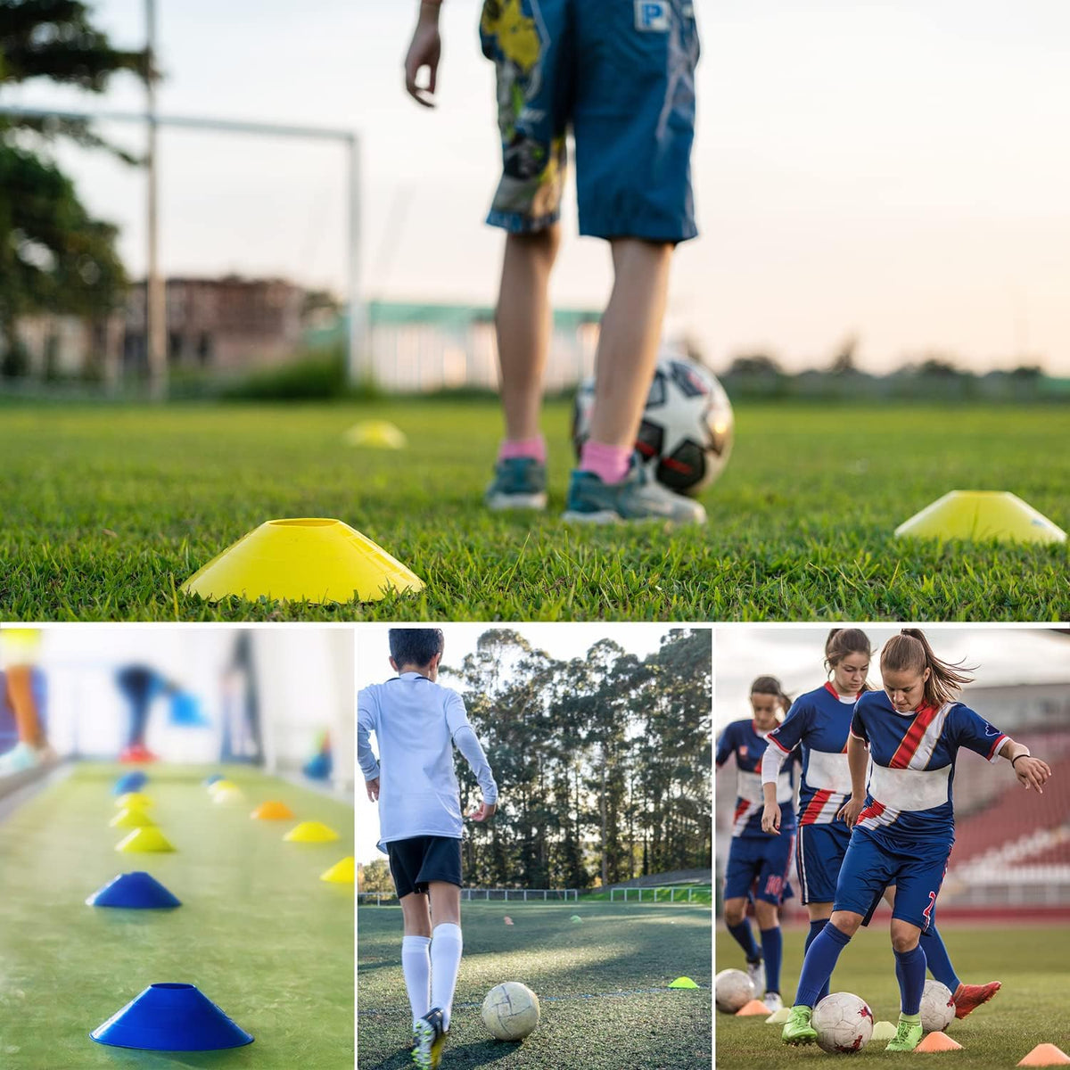 Skiennix Agility Soccer Cones - 25/50/100 Pcs with Carry Bag & Holder | Multi-Color Training Equipment