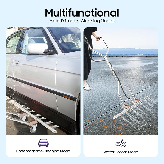 39” Professional Power Washer Broom Attachment, Pressure Water Broom for Pressure Washer with 7 Nozzles, Stainless Steel Gutter Cleaning Tools for Sidewalks, Patios, Decks, Terraces, 5000psi