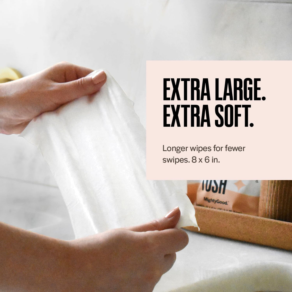 Wipe That Tush Flushable Wipes - Extra Large & Soft, Fragrance-Free, Hypoallergenic | 30 Individually Wrapped Wipes