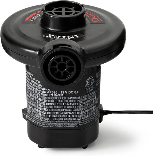 Intex 66619E Electric Air Pump - Quick Fill 120 Volt with 3 Nozzles | Compact & Versatile, Black