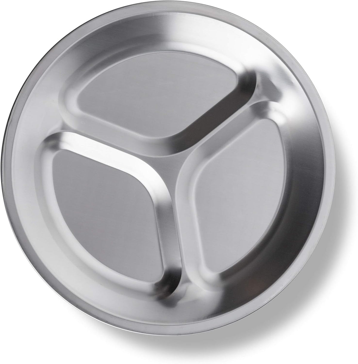Portable Stainless Steel Plate Set - 4 Round BPA-Free Sectioned Plates with Travel Bag for Camping, Hiking, BBQ & Beach