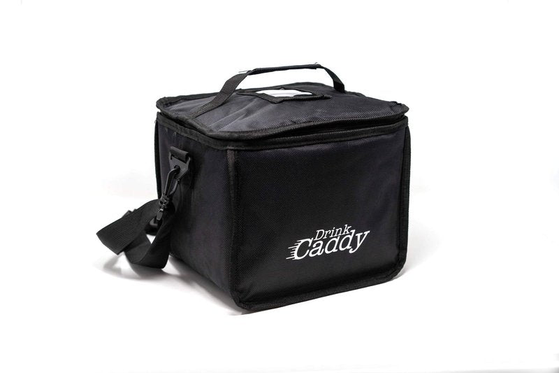 Drink Caddy Insulated Portable Drink Carrier - Reusable Coffee Cup Holder with Shoulder Straps Perfect for Food Delivery and Takeout - Easily Secures 4 Hot or Cold Beverages with Fold Over Closure.