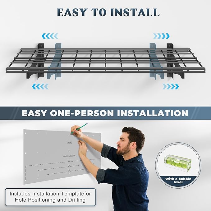Jusgym 4 Pack Heavy Duty Garage Wall Shelving Set, Wall Mounted Garage Shelves