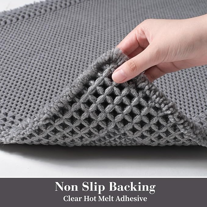 RESARE Waffle Bath Mat for Bathroom, Super Absorbent Bathroom Rugs Non Slip Machine Washable, Ultra Soft Quick Dry Boho Bath Rugs with Tassels for Floor, Upgraded Bordered Design, 24"x36" Dark Grey