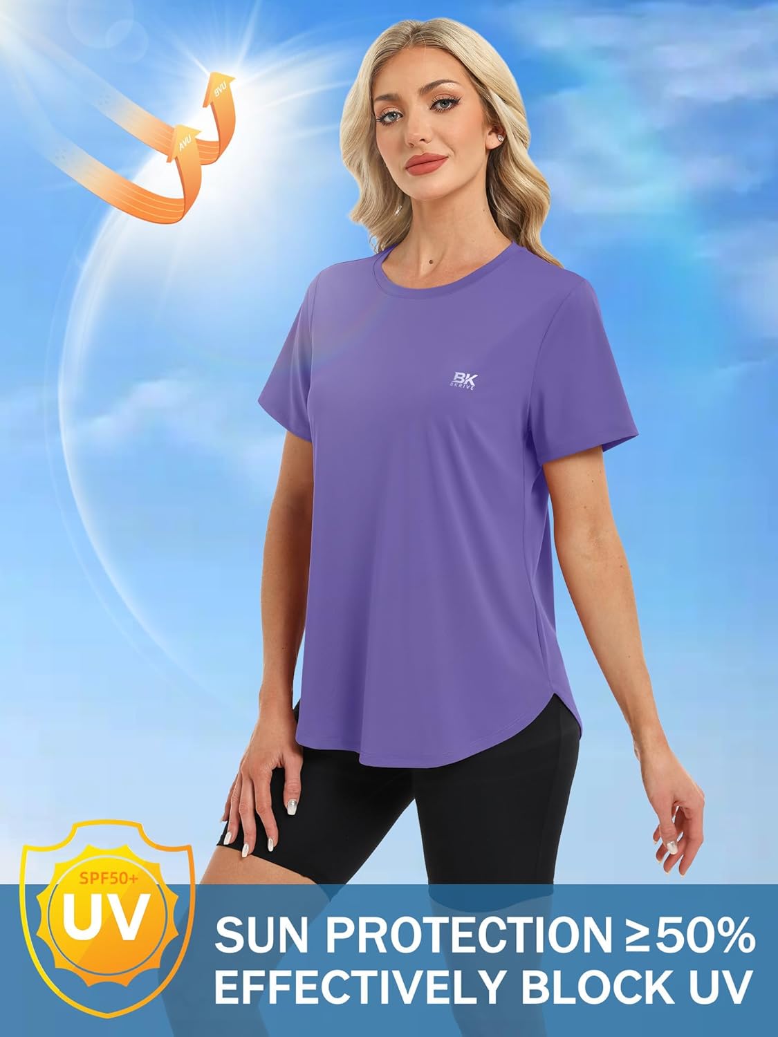 BKRIVE Women's Workout Tops - Lightweight Quick-Dry Hiking & Running Shirts | UPF 50+ (S-3XL)