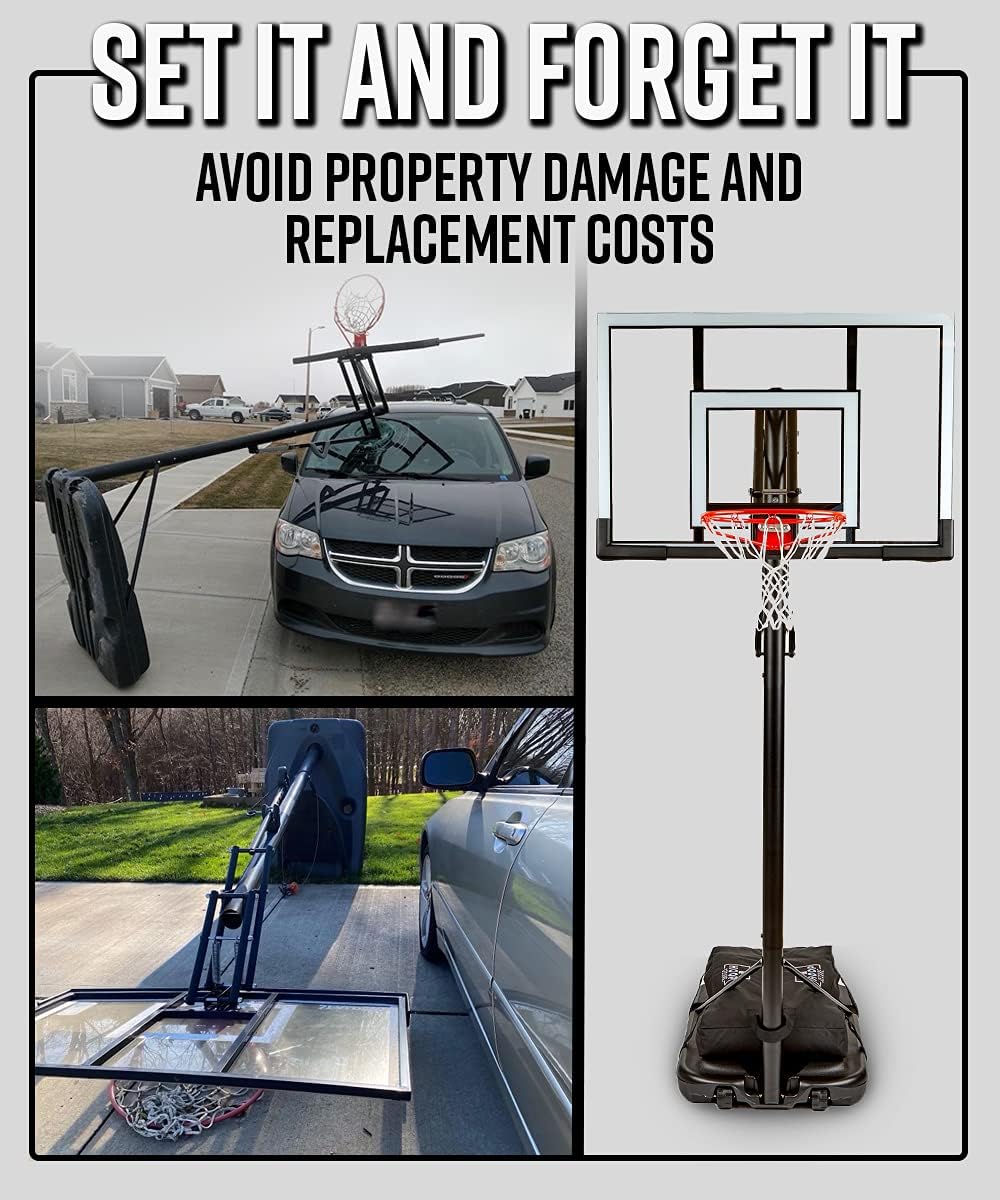 The Original Solution - Heavy Duty Weighted Base Anchor for Basketball Hoops - Weather Resistant, Durable Design, Holds 300+ lbs. Patents-Pending, HOA Friendly (Standard Size, Black)