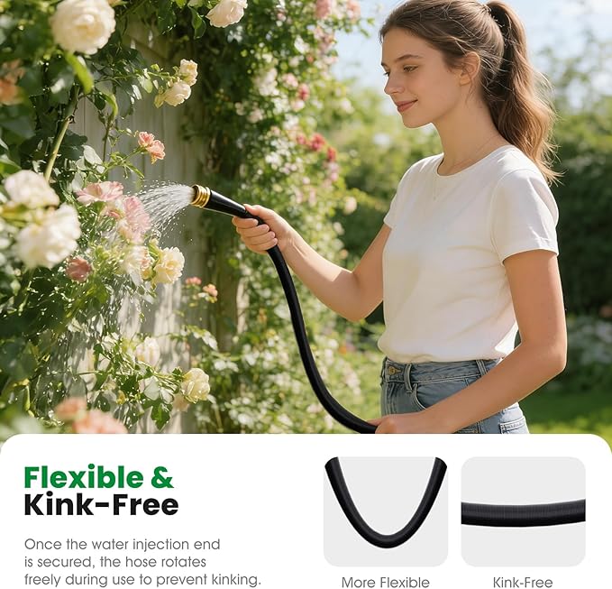 Garden Hose 50FT, Non-Expanding Water Hose Ultra Lightweight, Kink-Free, Burst-Resistant, Lead-Free, Flexible & Durable High-Pressure Hose for Yard, Lawn, Outdoor, Car Washing