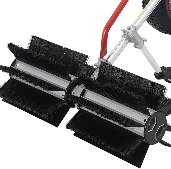 Gas Handheld Lawn Sweeper, 4 Stroke Snow Sweeping Broom Driveway Turf Lawns Artificial Grass Power Brush Lawn Sweeper Cleaner Tools, 23.62 x 23.62 x 37.8In