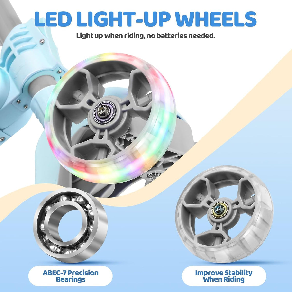Skiennix Kids Scooter - 2-in-1 Kick Scooter with LED Light-Up Wheels | Adjustable Heights for Ages 2-8