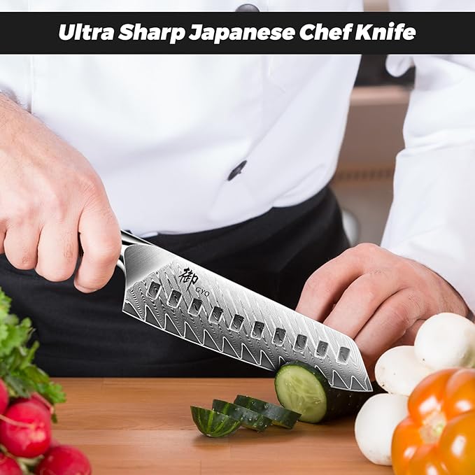 SHAN ZU Personalized Damascus Chef Knife 7 Inch, 67 Layers Damascus Steel 10Cr15CoMoV Sharp Kitchen Knife, Customized Gift for Father's Day, Mother's Day, Halloween, Christmas, Birthday, Wedding