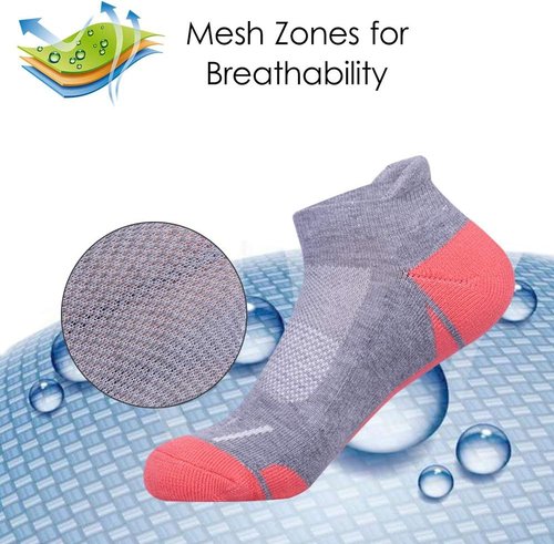 JOYNÉE Women's Cushioned Ankle Athletic Socks - Low Cut Running Socks | 6 Pack