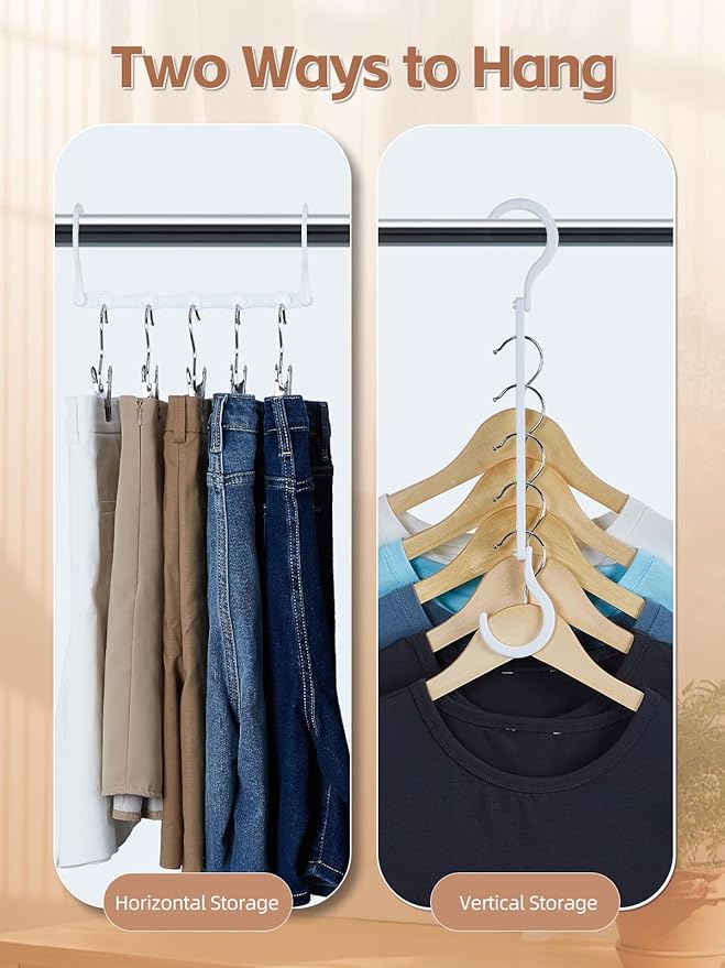 HOUSE DAY Closet Organizers and Storage, 16 Pack, Space Saving Hangers White, Closet Organizer Space Saver 80%, Sturdy Plastic Magic Hangers for All Types of Clothes, College Dorm Room Essentials