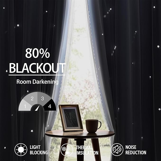 XiDi Light Blue Curtains for Bedroom, Girls Room Blackout Curtains, Kids Room