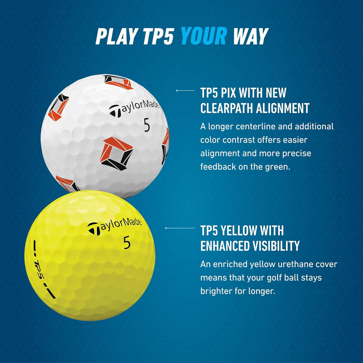 TaylorMade Golf TP5 Golf Balls - Premium Performance | One Dozen, Enhanced Distance & Control