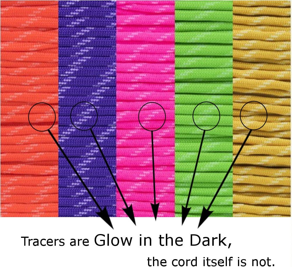 Neon Turquoise Glow in the Dark Paracord - 10 Feet, 100% Nylon with 7 Inner Strands
