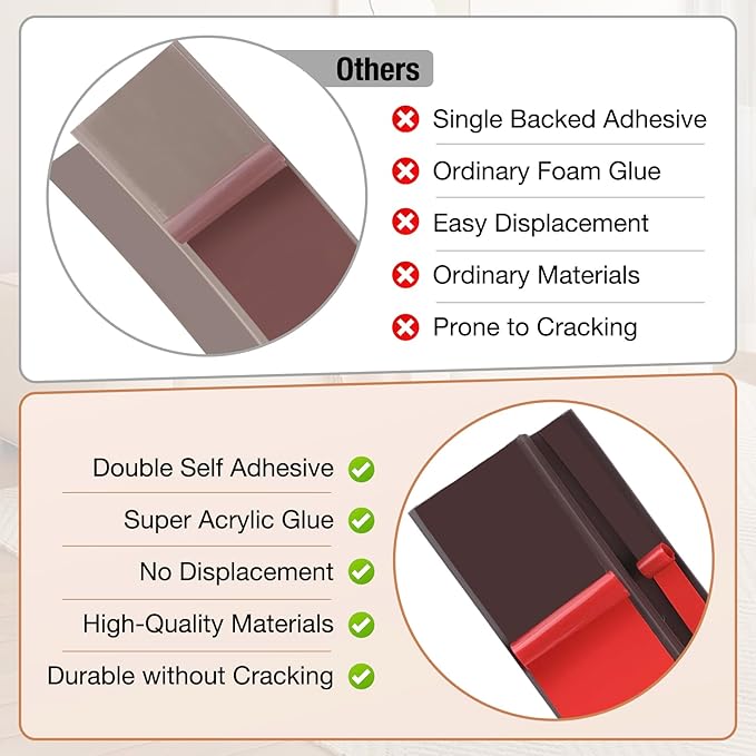 Floor Transition Strip Self Adhesive Vinyl Door Threshold for Doorways Carpet Edging Trim Overlap Edge Reducer for Laminate Floor, Carpet, Tile (Dark Walnut Grain, 1/5" to 2/5", 10Ft)