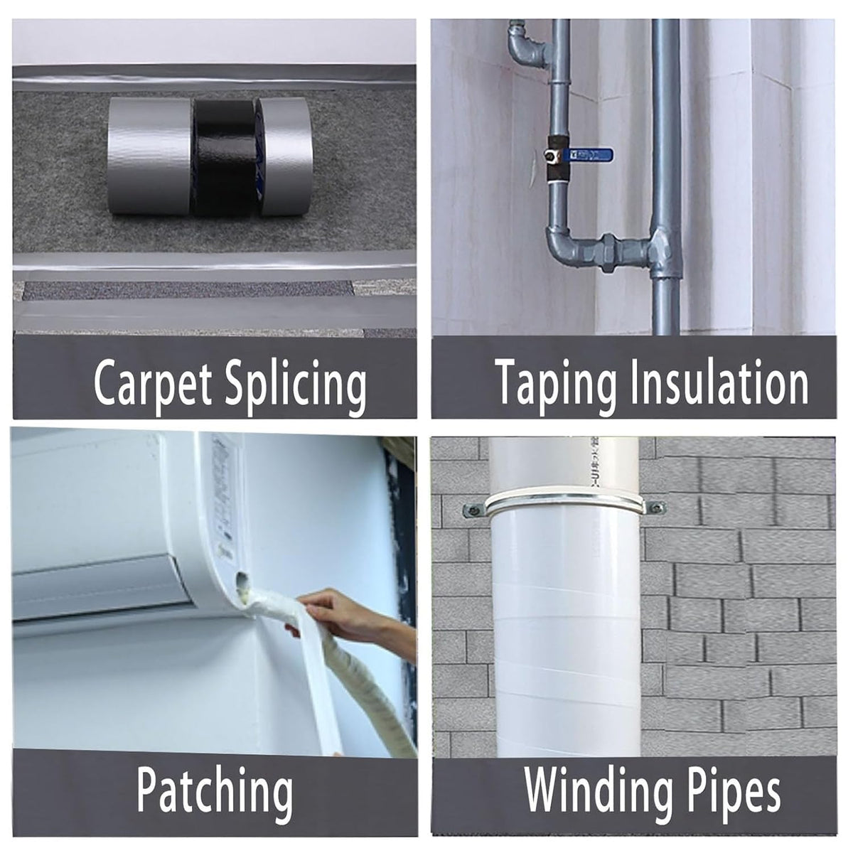 2Pack Duct Tape Heavy Duty Single Sided, Strong Adhesive High Strength, Waterproof Mesh Tape for Indoor Outdoor Repairing Sealing Bonding, Easy Use Hand Tearable, 2.36 Inch x 66 Feet, White