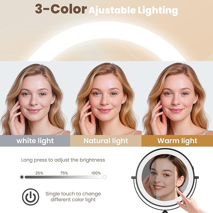 9" Wall Mounted LED Lighted Makeup Vanity Mirror - 4000mAh Rechargeable Double
