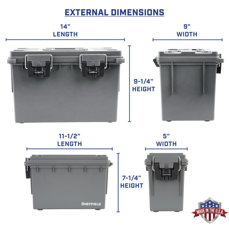 Sheffield 12755 Storage Bins With Lids, 2-Pack Stackable Storage Bins, Made in USA, Lockable and Water-Resistant Containers with Lids, Plastic Containers for Home, Classroom, and Dorm