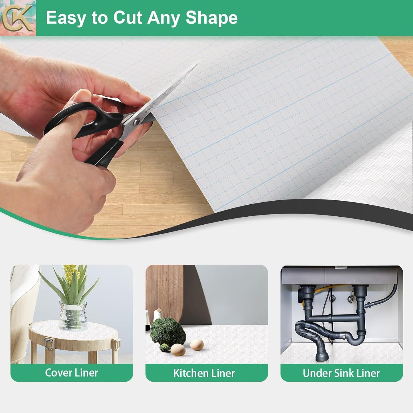 Self-Adhesive Shelf Liner Kitchen Liner, Waterproof Backed Paper Easy Peel and Stick Contact Liner Without Residue for Decor Your Desk Surface, Kitchen Countertops (White, 23.6 x 393.7 inches)