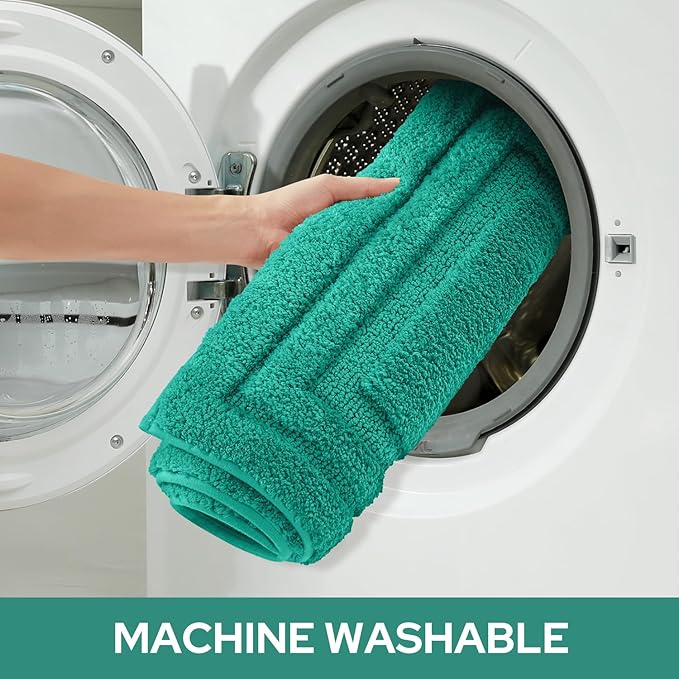 HOMEIDEAS Bathroom Rugs Sets 3 Piece, Super Soft and Absorbent Non Slip Microfiber Toilet Bath Mat with U-Shaped (Teal)