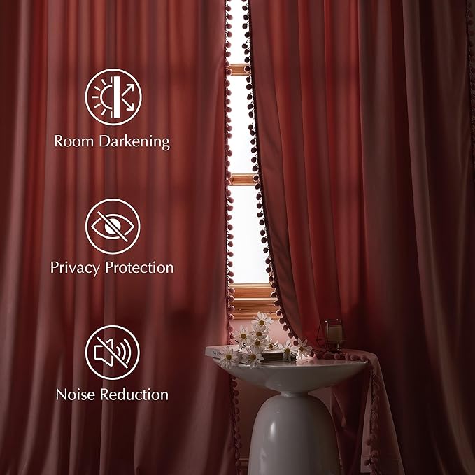 NICETOWN Blush Pink Short Velvet Curtains