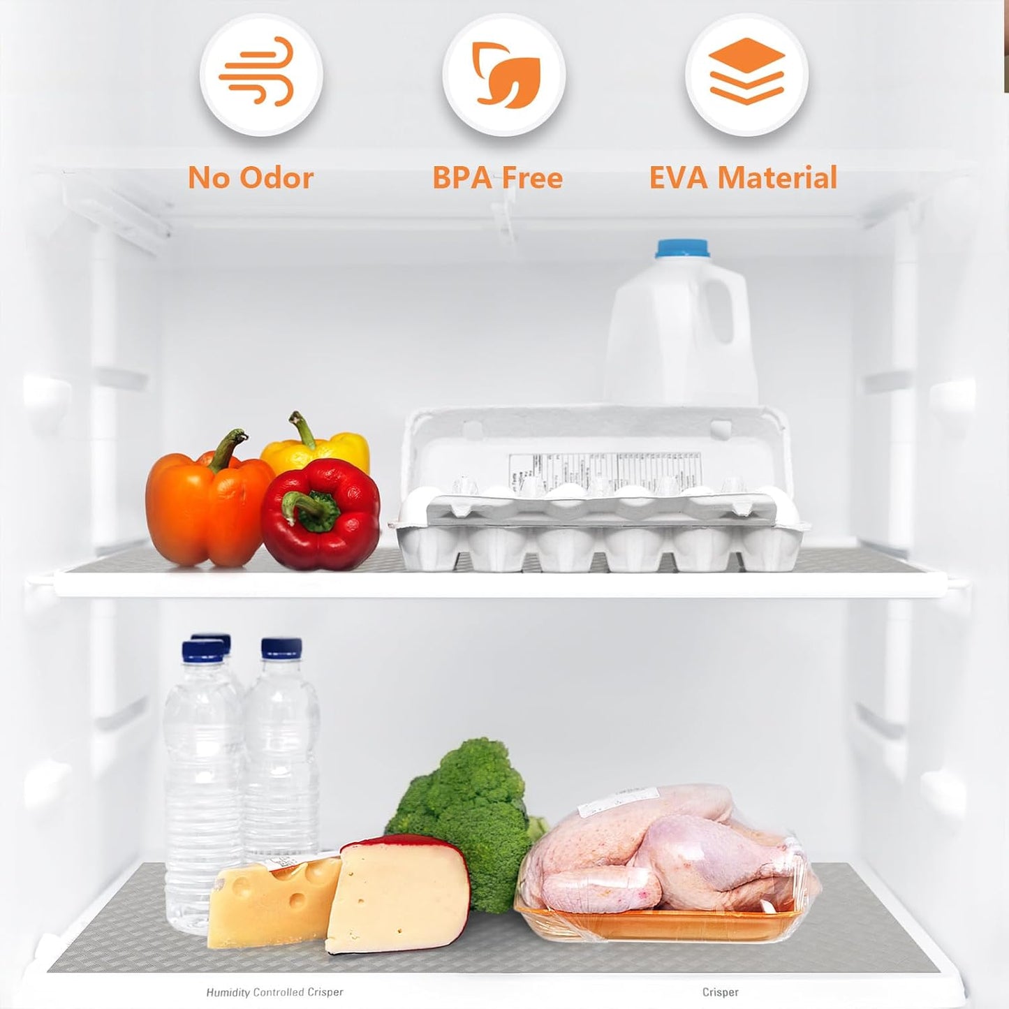 Light Gray Shelf Liners for Kitchen Cabinets Refrigerator Liners Waterproof & Oil-Proof Kitchen Cupboard Liner Drawer Mats EVA Material Non Adhesive Fridge Liner for Shelves 35.4 x 236.2 Inches
