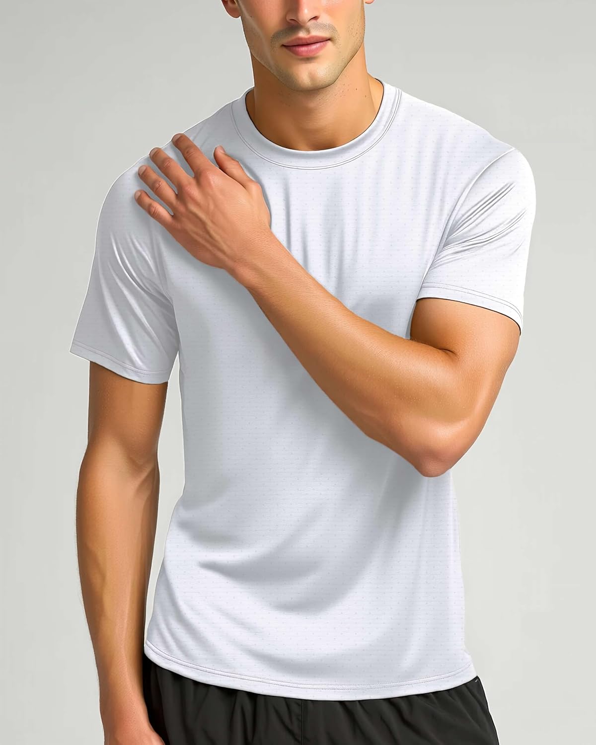 Real Essentials Men's Breeze Tech Crew Neck Workout T-Shirts - 5 Pack, Moisture-Wicking Athletic Shirts (Big & Tall)