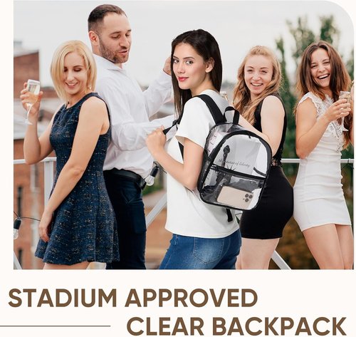JOWURY Clear Backpack - Stadium Approved 12x6x12 | Waterproof PVC with Reinforced Straps for Events