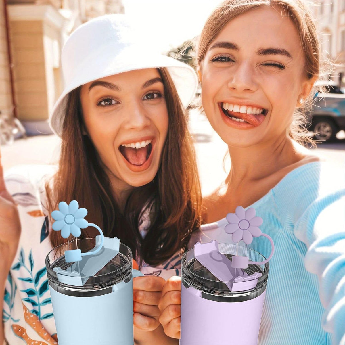 Skiennix Silicone Straw Covers - 6PCS Flower Toppers for Stanley Cups | Dust-Proof & Reusable, Fits 10mm Straws